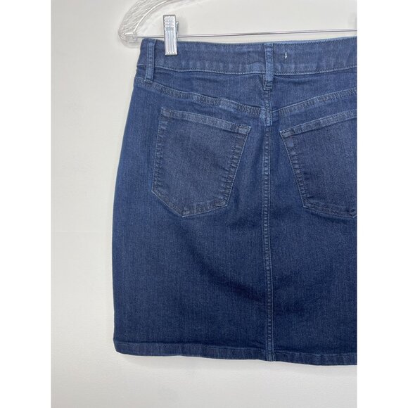 LOFT Denim Skirt Size 4 Women’s Mini Skirt Dark Wash Stretch Jean - Picture 7 of 12